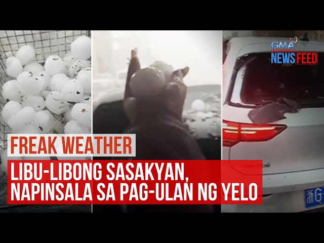 ⁣Freak weather – Libu-libong sasakyan, napinsala sa pag-ulan ng yelo | GMA Integrated Newsfeed