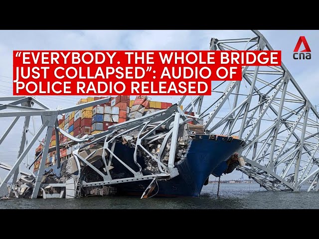 Baltimore bridge collapse: Audio recording of police officers responding to collision