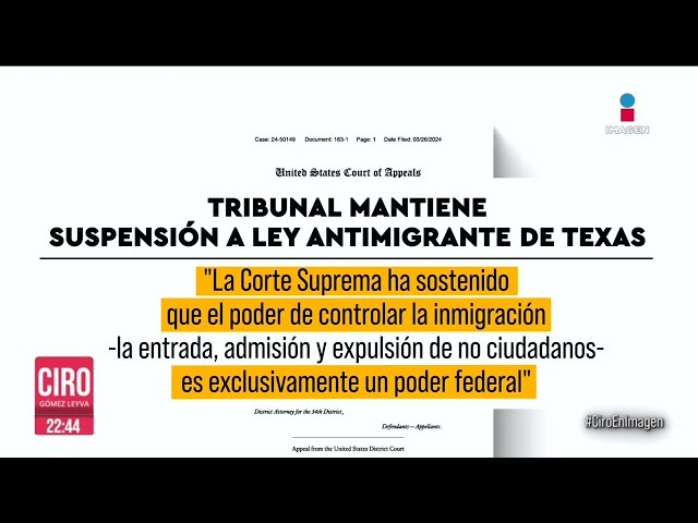 Tribunal de EU mantiene suspensión a la Ley antimigrante SB4 | Ciro Gómez Leyva