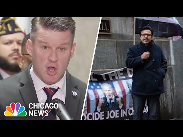 Calls for REMOVAL of Chicago alderman seen standing in front of burned flag