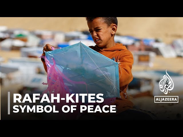 Hundreds of Palestinian children fly kites in Rafah as a symbol of peace in a time of war