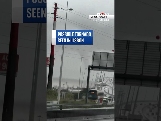 Potential tornado caught on video in Lisbon.  #skynews