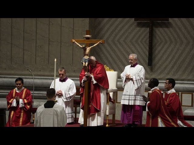 Pope Francis leads Good Friday Mass in St. Peter's Basilica