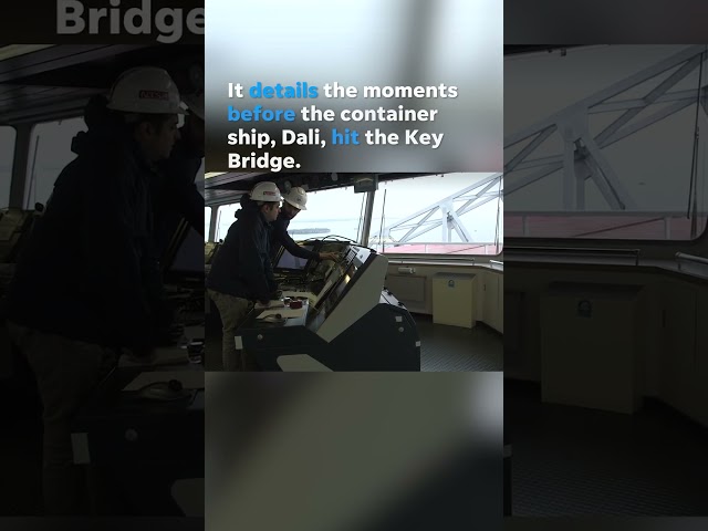 Baltimore bridge collision damage seen close-up #Shorts