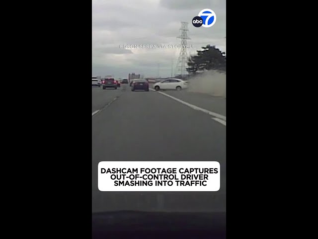 Dashcam footage captures out-of-control driver smashing into traffic