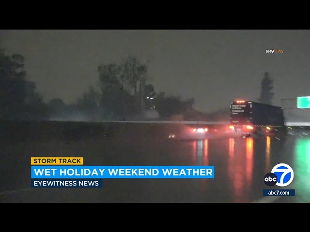 Car spins out on 101 Freeway in Van Nuys during crash amid heavy rain