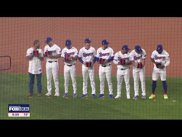 Texas Rangers get World Series Championship rings during special pregame ceremony