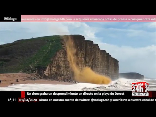 Noticia - Un dron graba un desprendimiento en directo en la playa de Dorset