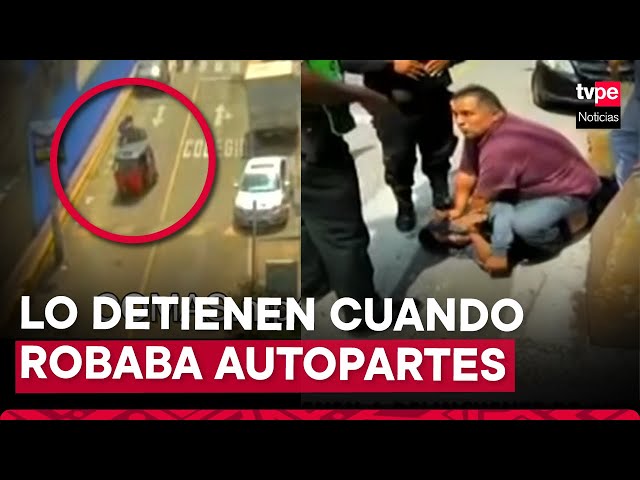 Comas: policías y serenos detienen a sujeto que robaba autopartes