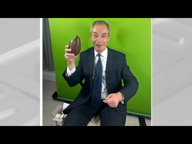 Nigel Farage protests ‘killjoys ruining Easter’ by gorging on chocolate egg