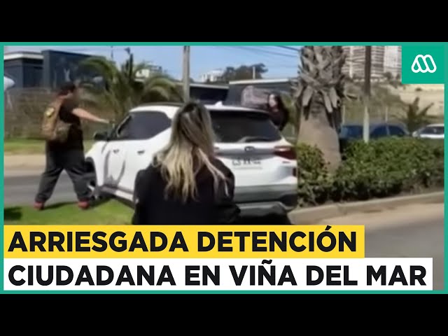 Arriesgada detención ciudadana: Personas se enfrentan a ladrón en Viña del Mar