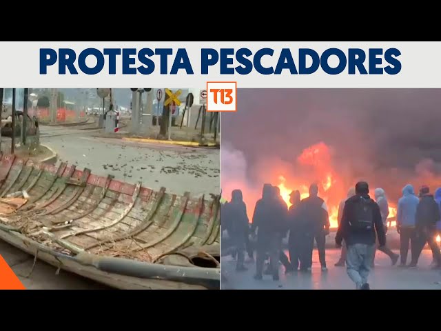 Con barricada: Pescadores de Coronel protestan por cuota de pesca