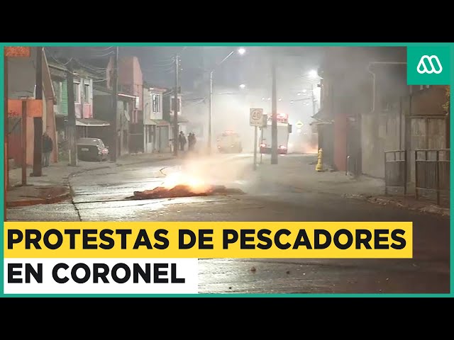 Protestas de pescadores en Coronel: Ocasiona cortes de transito y línea férrea