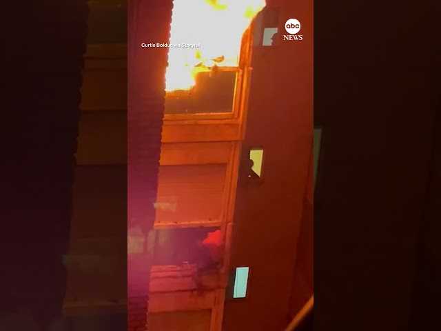 Man escapes from burning apartment in Argentina by scaling down building