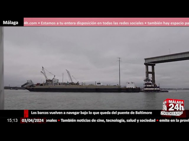 ⁣Noticia - Los barcos vuelven a navegar bajo lo que queda del puente de Baltimore