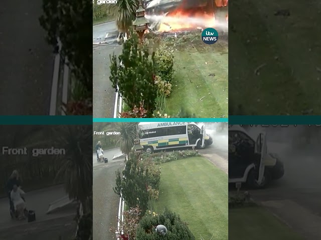 Footage shows moment ambulance explodes whilst attending to 91-year-old in Staffordshire  #itvnews