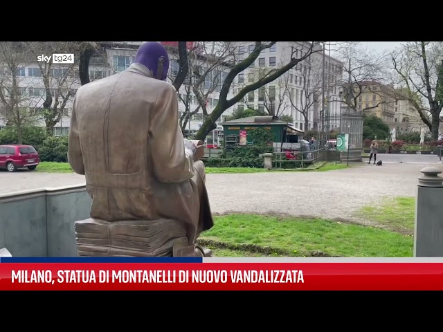 ⁣Milano, di nuovo imbrattata la statua di Montanelli