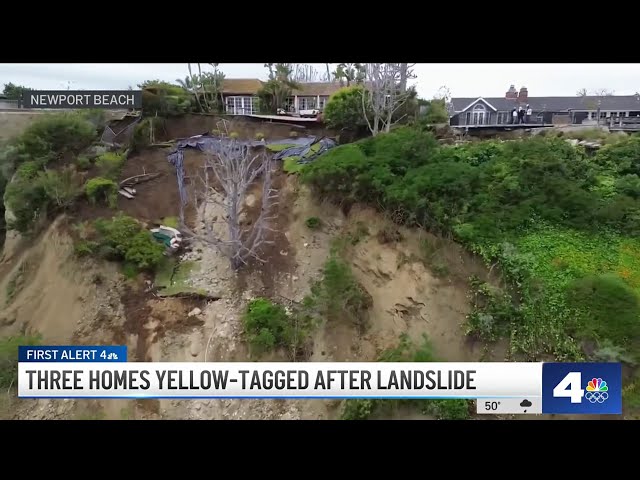 Newport Beach homes yellow-tagged after landslide