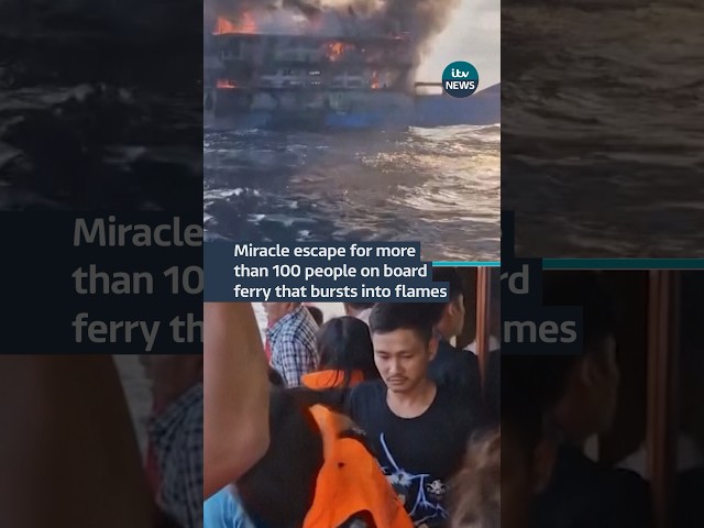 More than 100 people escape to safety from burning ferry in Thailand #itvnews #news #thailand