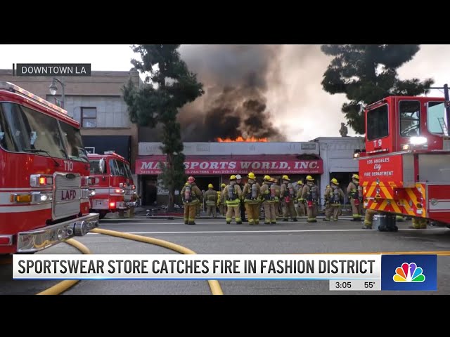 Clothing store engulfed in flames in downtown LA Fashion District