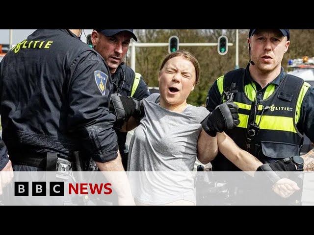 ⁣Greta Thunberg arrested at Hague climate protest | BBC News