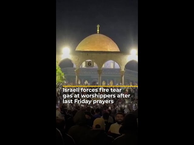 Israeli forces fire tear gas at worshippers after last Friday prayers | AJ #shorts