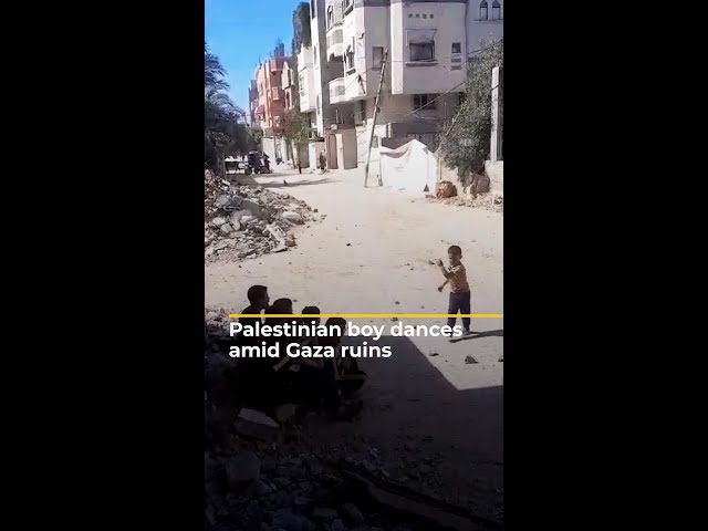 Palestinian boy dances amid Gaza ruins | AJ #shorts