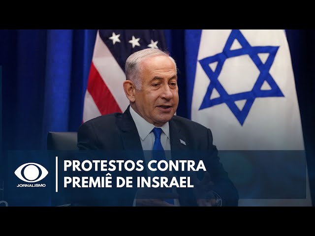 ⁣Manifestantes pedem renúncia de Benjamin Netanyahu, primeiro-ministro de Israel