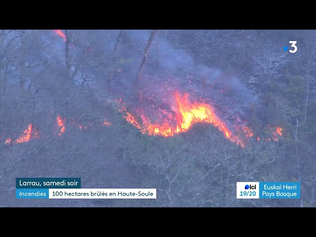 ⁣Incendies au Pays basque : 100 hectares de végétation brulés à Larrau