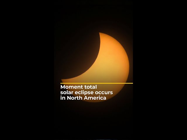 Moment total solar eclipse occurs in North America | AJ #shorts