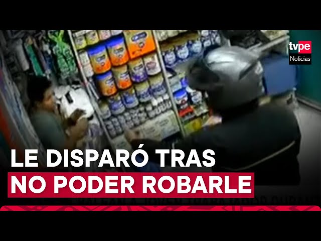 ⁣El Agustino: delincuente disparó a trabajador de bazar durante intento de robo