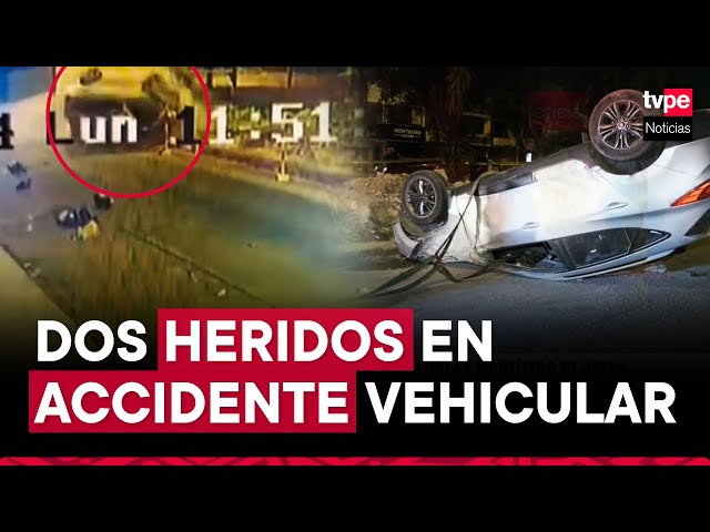 Los Olivos: dos heridos tras volcadura de auto que chocó con montículo de arena