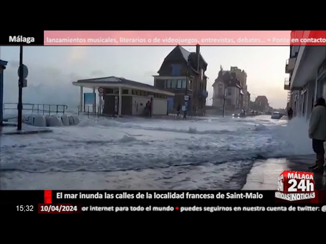⁣Noticia - El mar inunda las calles de la localidad francesa de Saint-Malo