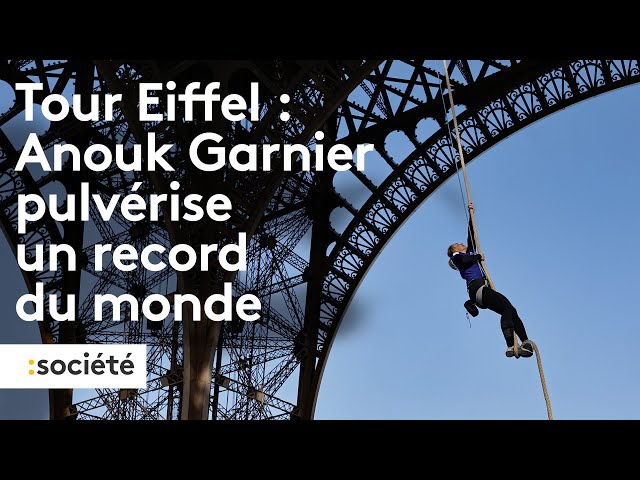 ⁣Record du monde : la championne Anouk Garnier atteint le deuxième étage de la tour Eiffel
