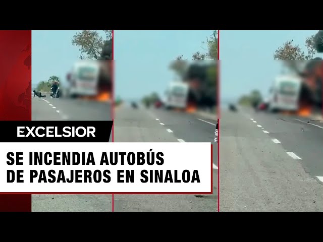 ⁣Se incendia autobús de pasajeros en Angostura, Sinaloa; reportan al menos tres muertos