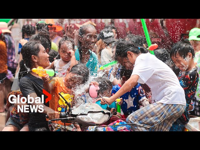 ⁣Thailand’s annual Songkran water festival kicks off with a splash in Bangkok