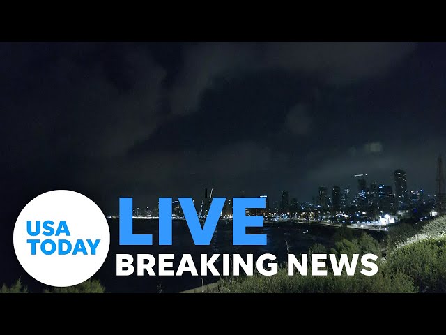 Watch: View of Tel Aviv skyline after Israel said a salvo of Iranian drones had been launched at it