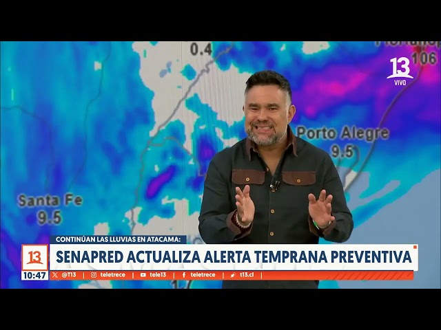 ⁣Continúan las lluvias en Atacama: Senapred actualiza alerta temprana preventiva