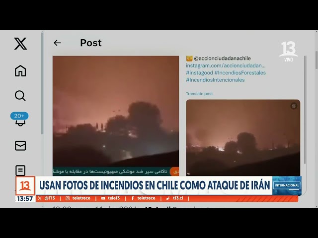 ⁣Usan fotos de incendios en Chile para mostrar los efectos del ataque de Irán a Israel
