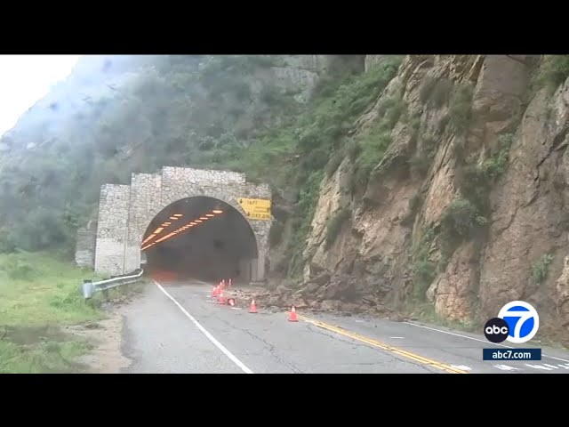 ⁣Rockslide shuts down portion of Malibu Canyon Road