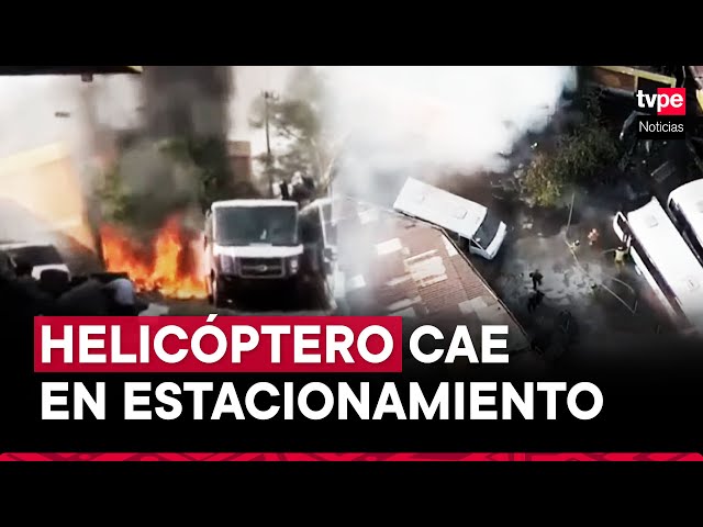 ⁣México: helicóptero cae sobre estacionamiento y deja tres fallecidos
