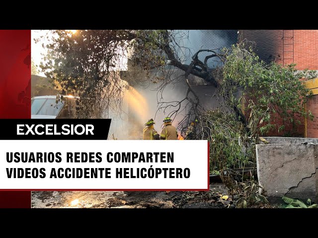 ⁣Usuarios de redes sociales comparten videos del accidente de helicóptero en Avenida del Imán