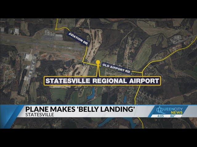 ⁣Plane makes 'belly landing' at Statesville airport