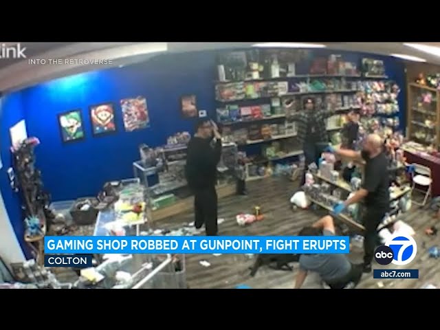 SoCal gaming shop robbed at gunpoint, fight erupts, video shows