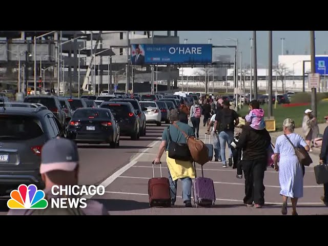 ⁣Passengers forced to WALK after protest causes major disruption at Chicago's O'Hare Int�