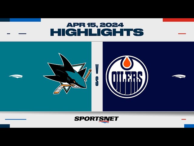⁣NHL Highlights | Sharks vs. Oilers - April 15, 2024