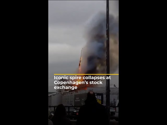 ⁣Iconic spire collapses at Copenhagen’s stock exchange | AJ #shorts
