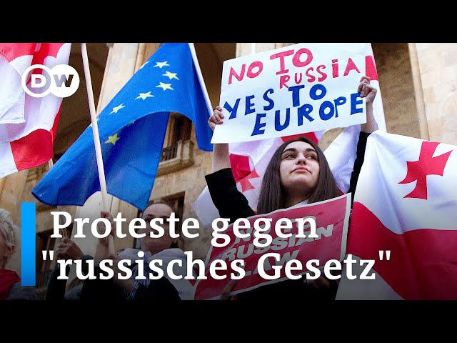 ⁣Georgier protestieren gegen Gesetz zu "ausländischen Agenten" | DW Nachrichten