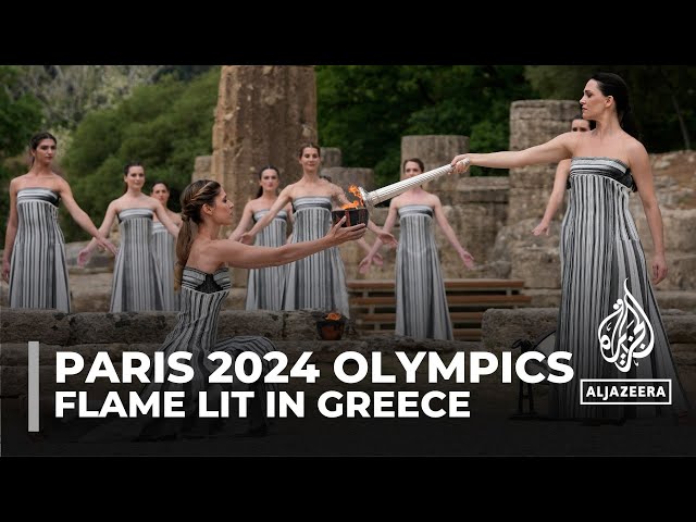 ⁣Paris 2024 torch lit in Olympics birthplace, relay under way