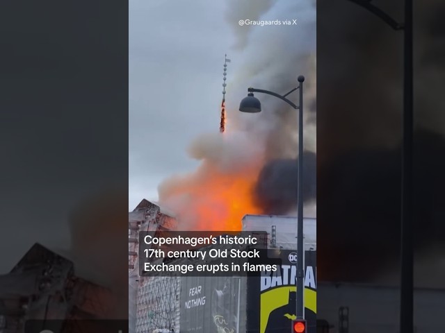 ⁣Old Stock Exchange in Copenhagen erupts in flames #shorts